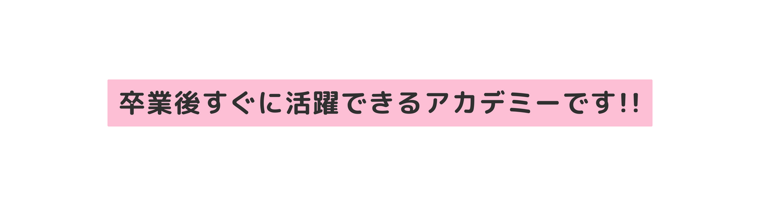 卒業後すぐに活躍できるアカデミーです